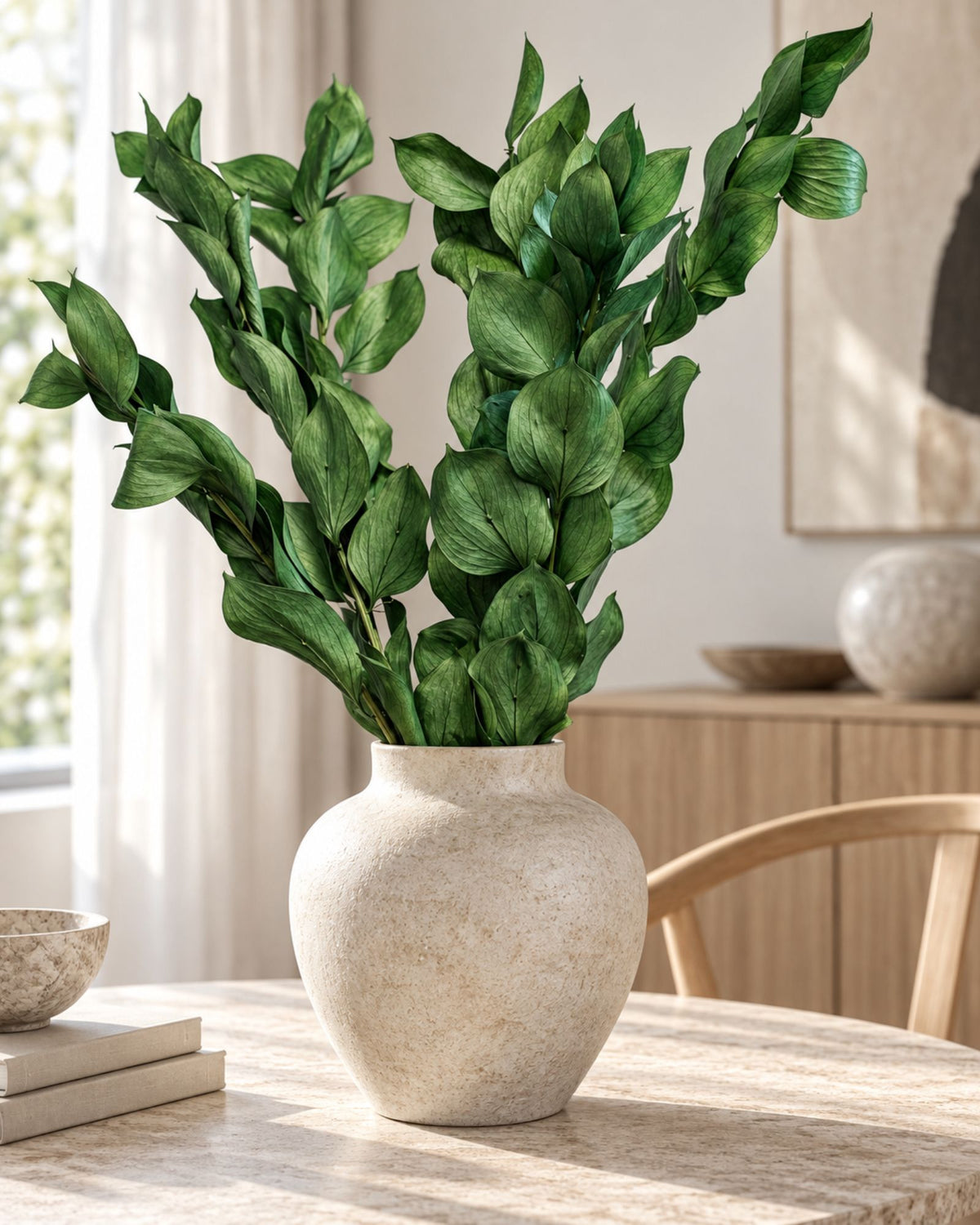 Ruscus Gigant Grøn – konserveret plante