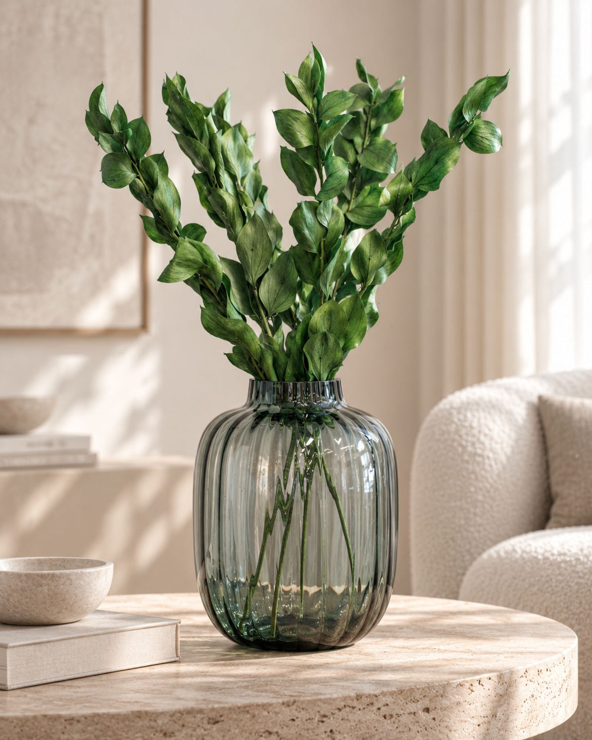 Ruscus Gigant Grøn – konserveret plante