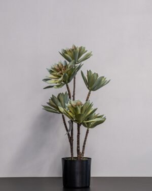 Alternative view of Eksklusiv Kunstig Lotus potteplante Lysegrøn i Melaminpotte - Naturtro Design (55 cm)