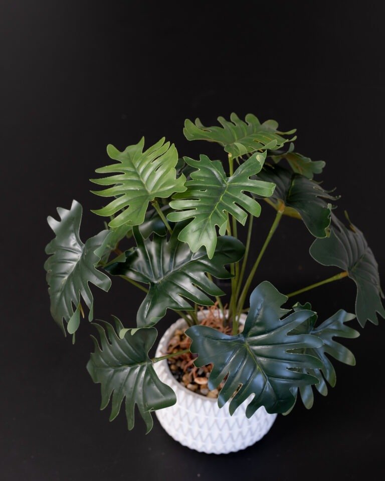 Eksklusiv Kunstig Filodendron i Moderne Cementpotte – Naturtro (32 cm) 7 Forever Flora Dk