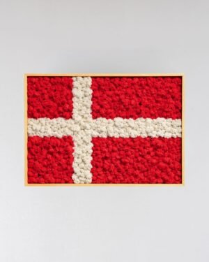 Alternative view of Eksklusivt Mosbillede Danska Flag (Dannebrog) i Ægte Rensdyrlav